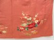 Photo7: 4915T13z580 Antique Japanese Kimono Silk IROTOMESODE Flowers Dark coral (7)