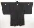 Photo4: 4916T09z440 Vintage Japanese Kimono Silk Men's HAORI Scenery Black (4)