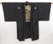 Photo6: 4916T09z440 Vintage Japanese Kimono Silk Men's HAORI Scenery Black (6)