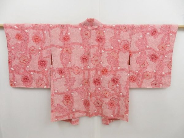 Photo1: 4917T05z520 Vintage Japanese Kimono Silk SHIBORI HAORI Flower Pink (1)