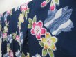 Photo2: 4917T11z430 Vintage Japanese Kimono Cotton YUKATA Sakura Navy (2)