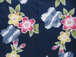 Photo5: 4917T11z430 Vintage Japanese Kimono Cotton YUKATA Sakura Navy (5)