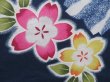 Photo6: 4917T11z430 Vintage Japanese Kimono Cotton YUKATA Sakura Navy (6)