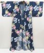 Photo8: 4917T11z430 Vintage Japanese Kimono Cotton YUKATA Sakura Navy (8)