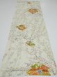 Photo5: 2E01z60  Japanese Kimono Silk  FABRIC Plum branch Lime-white 41.7x14.8 (5)