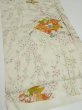 Photo2: 2E02z60  Japanese Kimono Silk  FABRIC Plum branch Lime-white 42.1x14.8 (2)