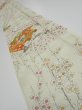 Photo1: 2E07z50  Japanese Kimono Silk  FABRIC Plum branch Lime-white 63.0x7.9 (1)