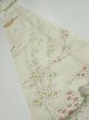 Photo1: 2E09z50  Japanese Kimono Silk  FABRIC Plum branch Lime-white 84.3x6.7 (1)