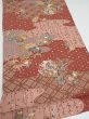 Photo2: 2E01z70  Japanese Kimono Silk  FABRIC Flowers Brown 47.6x14.4 (2)