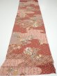 Photo5: 2E01z70  Japanese Kimono Silk  FABRIC Flowers Brown 47.6x14.4 (5)