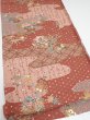 Photo2: 2E02z70  Japanese Kimono Silk  FABRIC Flowers Brown 46.1x14.4 (2)