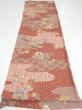 Photo5: 2E02z70  Japanese Kimono Silk  FABRIC Flowers Brown 46.1x14.4 (5)