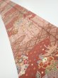 Photo1: 2E07z50  Japanese Kimono Silk  FABRIC Flowers Brown 57.9x7.7 (1)