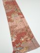 Photo2: 2E08z50  Japanese Kimono Silk  FABRIC Flowers Brown 57.5x7.7 (2)