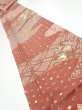 Photo1: 2E09z50  Japanese Kimono Silk  FABRIC Flowers Brown 78.7x6.7 (1)