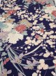 Photo1: 2E01z70  Japanese Kimono Crepe Silk  FABRIC Flowers Navy 40.9x13.8 (1)