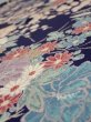 Photo4: 2E02z70  Japanese Kimono Crepe Silk  FABRIC Flowers Navy 40.9x13.8 (4)