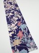 Photo2: 2E08z50  Japanese Kimono Crepe Silk  FABRIC Flowers Navy 59.1x6.9 (2)