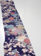 Photo3: 2E08z50  Japanese Kimono Crepe Silk  FABRIC Flowers Navy 59.1x6.9 (3)