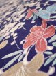 Photo4: 2E08z50  Japanese Kimono Crepe Silk  FABRIC Flowers Navy 59.1x6.9 (4)