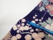 Photo6: 2E08z50  Japanese Kimono Crepe Silk  FABRIC Flowers Navy 59.1x6.9 (6)