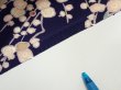 Photo7: 2E08z50  Japanese Kimono Crepe Silk  FABRIC Flowers Navy 59.1x6.9 (7)