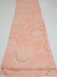 Photo5: 2E01z60 Vintage Japanese Kimono Silk  FABRIC Camellia Pink 41.7x14.4 (5)