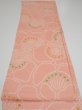 Photo5: 2E02z60 Vintage Japanese Kimono Silk  FABRIC Camellia Pink 40.9x14.4 (5)