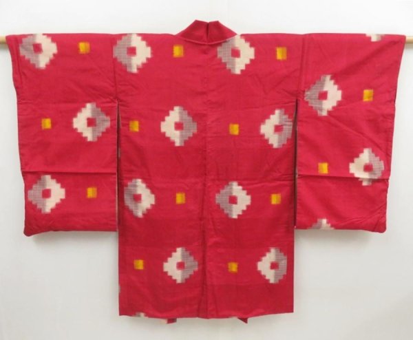 Photo1: 4922T04z410 Vintage Japanese Kimono Silk MEISEN LONG HAORI (1)