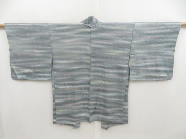 Photo1: 4922T08z500 Vintage Japanese Kimono Silk HAORI  Blue-Gray (1)