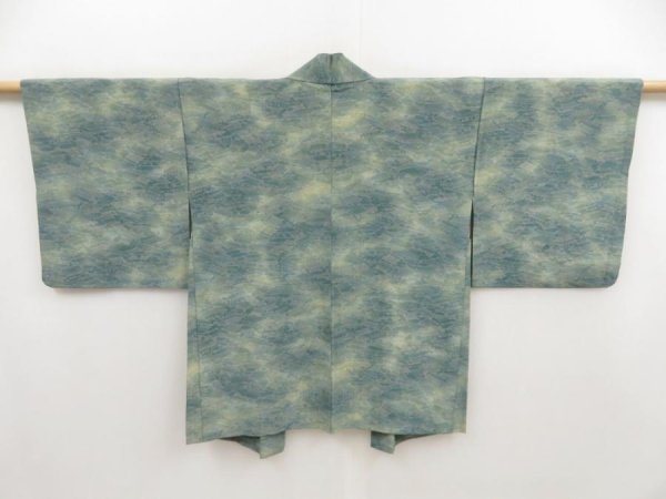 Photo1: 4922T11z480 Vintage Japanese Kimono Silk HAORI House Dull cyan (1)