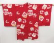 Photo3: 4922T13z500 Antique Japanese Kimono Silk HAORI Flowers Dark red (3)