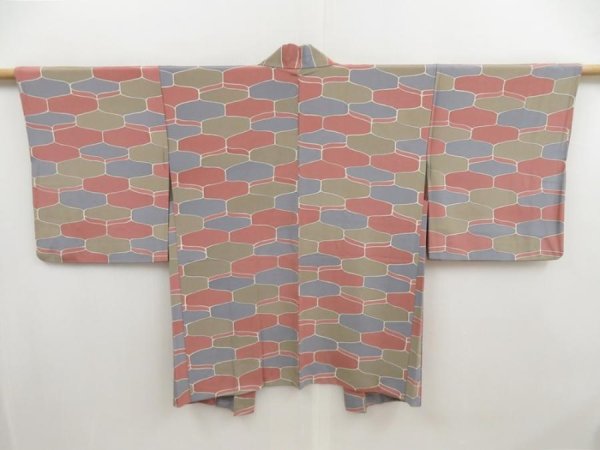 Photo1: 4923T06z580 Vintage Japanese Kimono Silk HAORI  Steel blue (1)