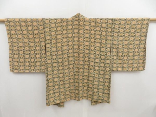 Photo1: 4923T11z580 Vintage Japanese Kimono Silk HAORI  Dark champagne (1)