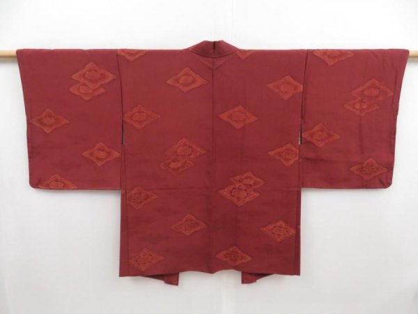 Photo1: 4923T14z580 Vintage Japanese Kimono Silk HAORI  Brown (1)