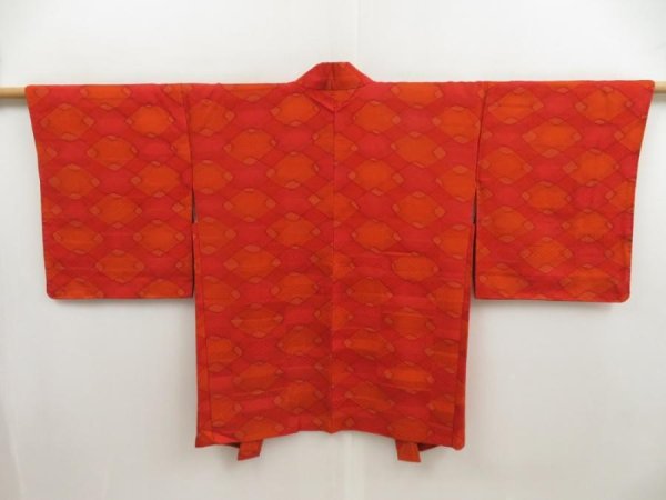 Photo1: 4928T05z520 Vintage Japanese Kimono Silk HAORI  Orange-Brown (1)