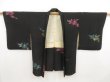 Photo6: 4928T11z630 Vintage Japanese Kimono Silk HAORI Rose Black (6)