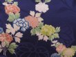 Photo6: 4928T12z710 Antique Japanese Kimono Silk KOMON Flowers Dark purple (6)