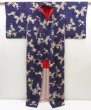 Photo8: 4928T12z710 Antique Japanese Kimono Silk KOMON Flowers Dark purple (8)