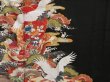 Photo8: 4928T13z680 Antique Japanese Kimono Silk TOMESODE Flying crane Black (8)