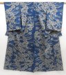 Photo1: 4929T02z350 Vintage Japanese Kimono Silk MEISEN HITOE KOMON Dark blue (1)