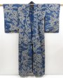 Photo8: 4929T02z350 Vintage Japanese Kimono Silk MEISEN HITOE KOMON Dark blue (8)