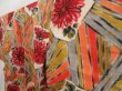 Photo2: 4929T03z580 Vintage Japanese Kimono Silk MEISEN KOMON Flower Red (2)