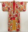 Photo8: 4929T03z580 Vintage Japanese Kimono Silk MEISEN KOMON Flower Red (8)