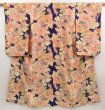 Photo1: 4929T04z610 Antique Japanese Kimono Silk KOMON Chrysanthemum 	Dark lavender (1)