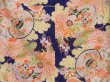 Photo5: 4929T04z610 Antique Japanese Kimono Silk KOMON Chrysanthemum 	Dark lavender (5)