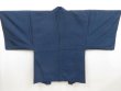 Photo3: 4930T03z490 Vintage Japanese Kimono Silk Men's HAORI Mt.Fuji Dark blue (3)