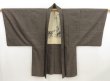 Photo5: 4930T05z590 Vintage Japanese Kimono Silk Men's HAORI Bamboo Olive-Brown (5)