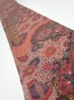 Photo1: 2Z08z50  Japanese Kimono Crepe Silk  FABRIC Flowers Dull red 60.2x7.3 (1)