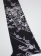 Photo2: 2Z07z40  Japanese Kimono Silk  FABRIC Flowers Black 53.5x7.1 (2)